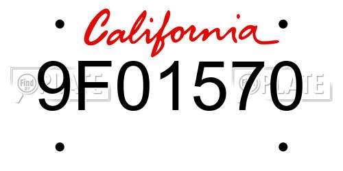 9F01570 California License Plate
