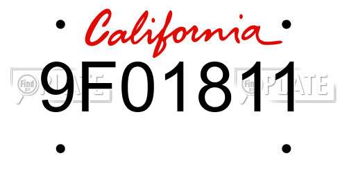 9F01811 California License Plate