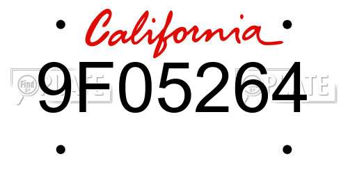 9F05264 California License Plate