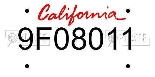 9F08011 California License Plate