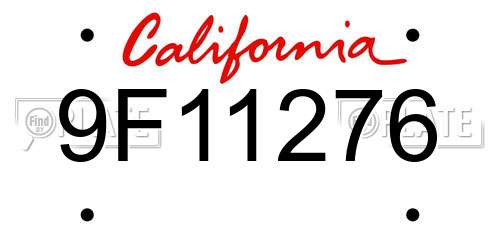 9F11276 California License Plate