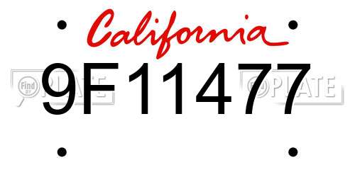 9F11477 California License Plate