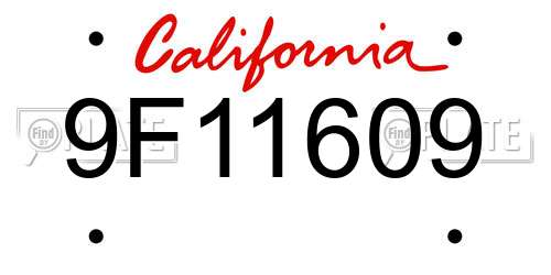 9F11609 California License Plate