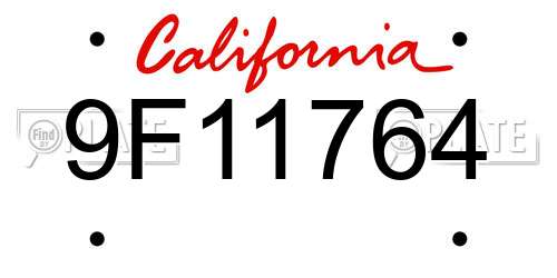 9F11764 California License Plate