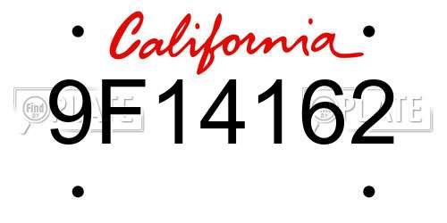 9F14162 California License Plate