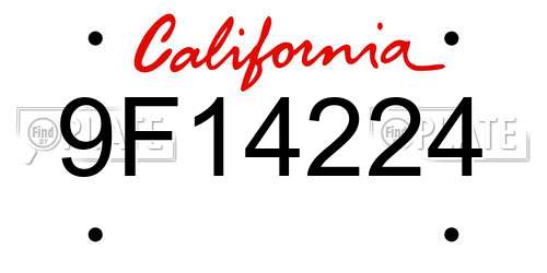 9F14224 California License Plate