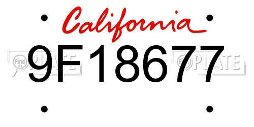 9F18677 California License Plate