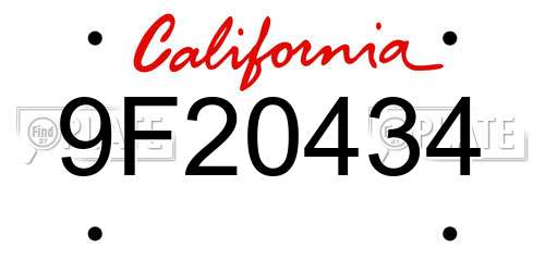 9F20434 California License Plate
