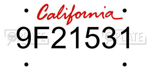 9F21531 California License Plate
