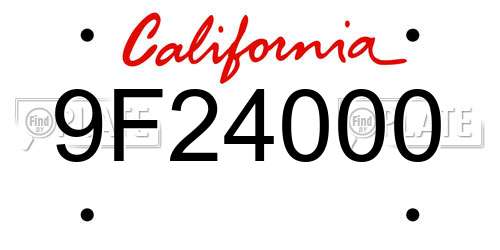 9F24000 California License Plate