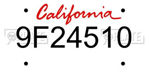 9F24510 California License Plate