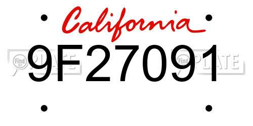 9F27091 California License Plate