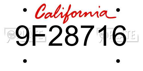 9F28716 California License Plate