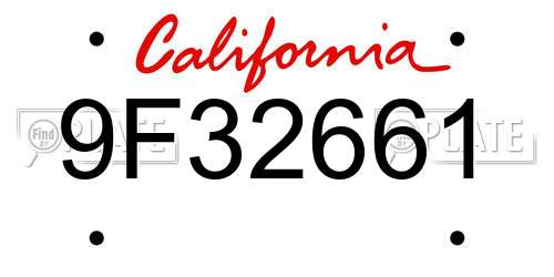 9F32661 California License Plate