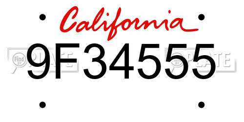 9F34555 California License Plate