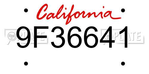 9F36641 California License Plate