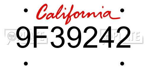 9F39242 California License Plate