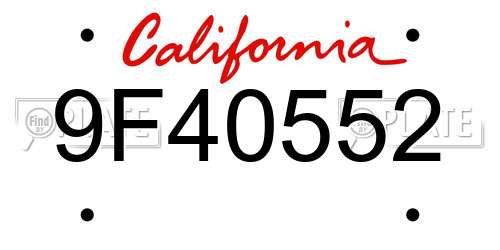 9F40552 California License Plate