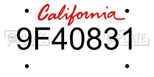 9F40831 California License Plate