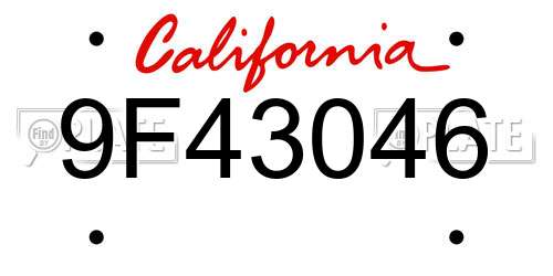 9F43046 California License Plate