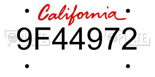 9F44972 California License Plate