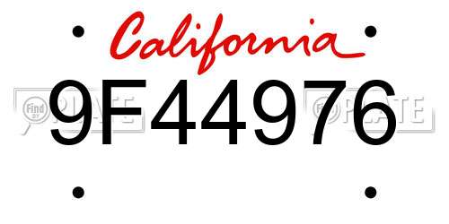 9F44976 California License Plate