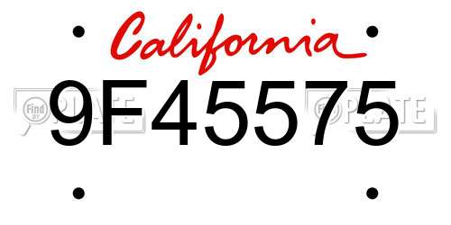 9F45575 California License Plate
