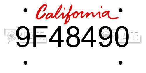 9F48490 California License Plate