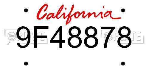 9F48878 California License Plate