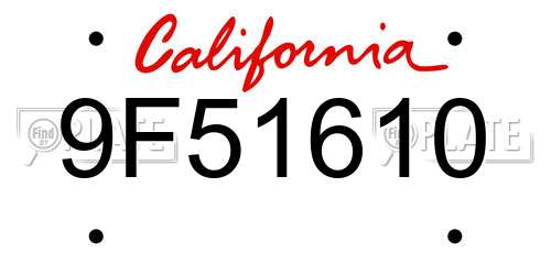 9F51610 California License Plate