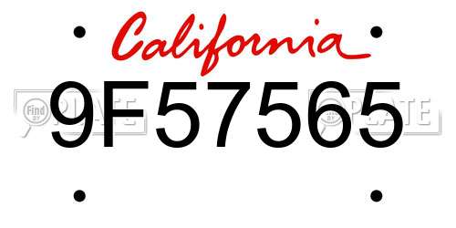 9F57565 California License Plate