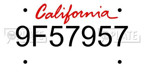 9F57957 California License Plate