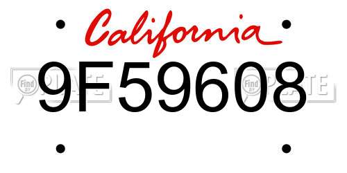 9F59608 California License Plate