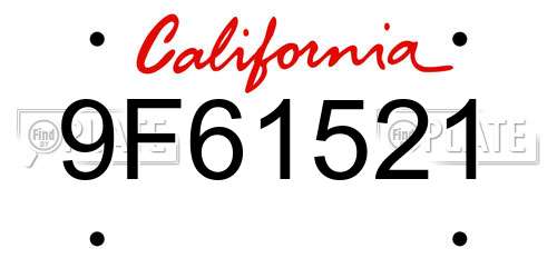 9F61521 California License Plate