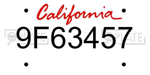 9F63457 California License Plate