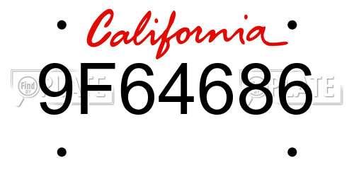 9F64686 California License Plate