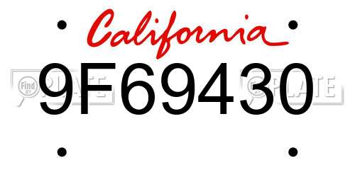 9F69430 California License Plate