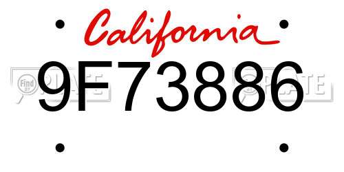 9F73886 California License Plate