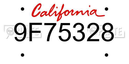 9F75328 California License Plate