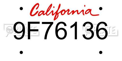 9F76136 California License Plate