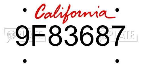 9F83687 California License Plate