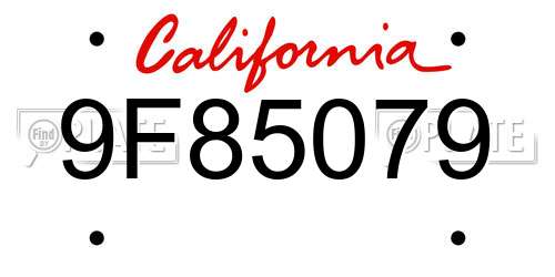 9F85079 California License Plate