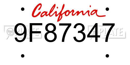 9F87347 California License Plate