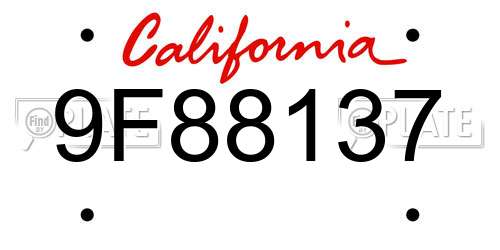 9F88137 California License Plate