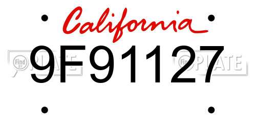 9F91127 California License Plate