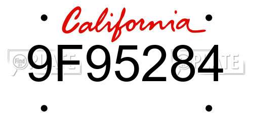 9F95284 California License Plate