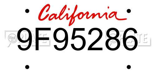 9F95286 California License Plate