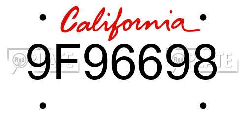 9F96698 California License Plate