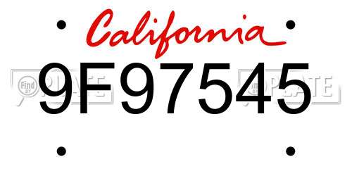 9F97545 California License Plate
