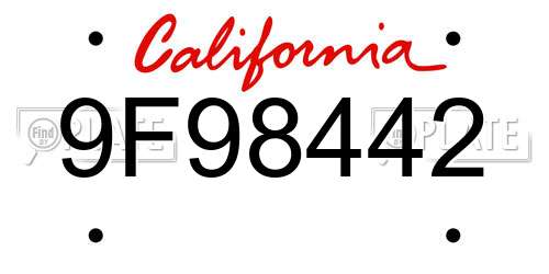 9F98442 California License Plate